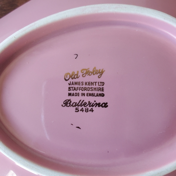 Vintage Old Foley Ballerina James Kent Staffordshire England Pink and Gold Dish - Picture 6 of 8
